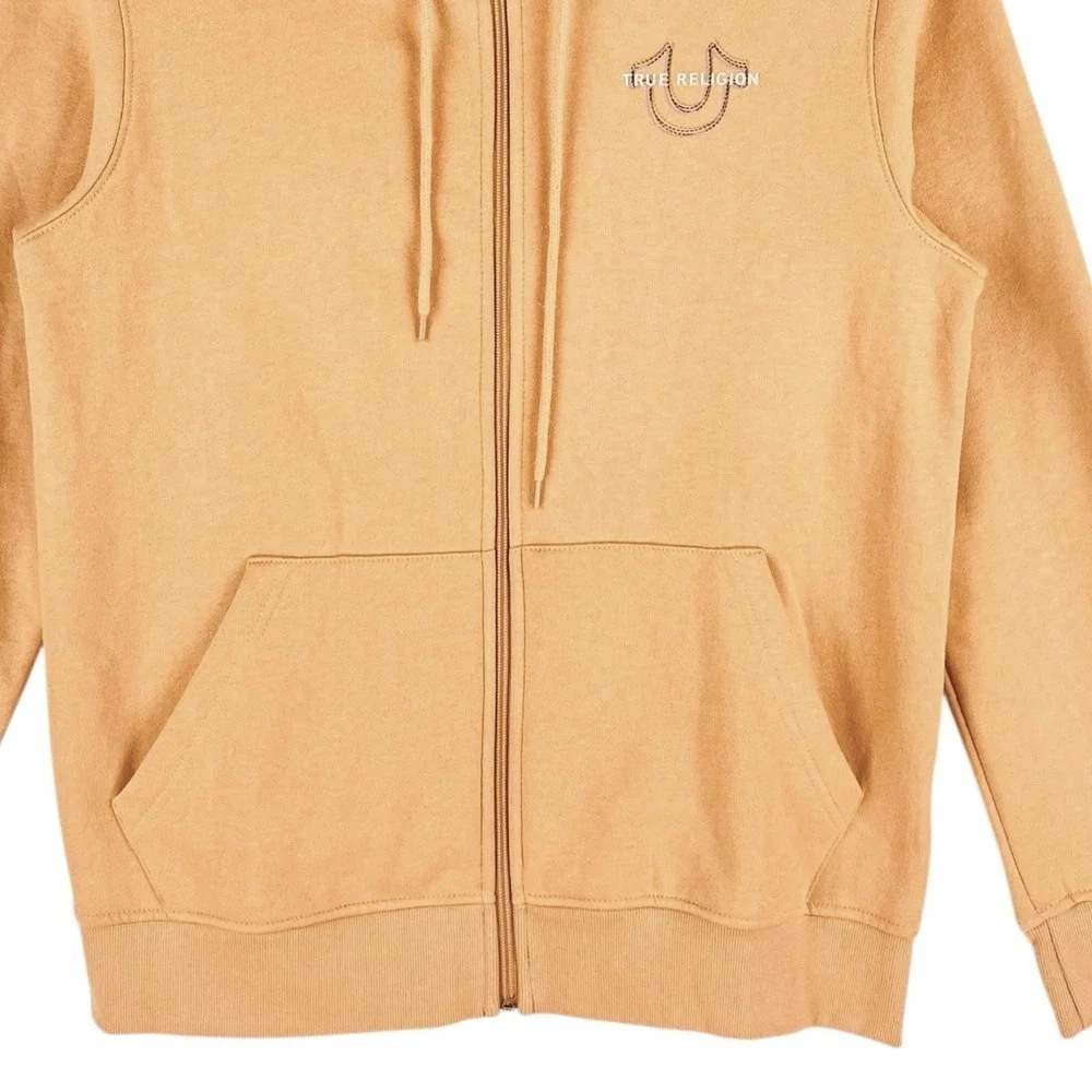 True Religion Men's Multi HS Fleece Zip Hoodie Sweatshirt Sz Medium Oak Buff NWT
